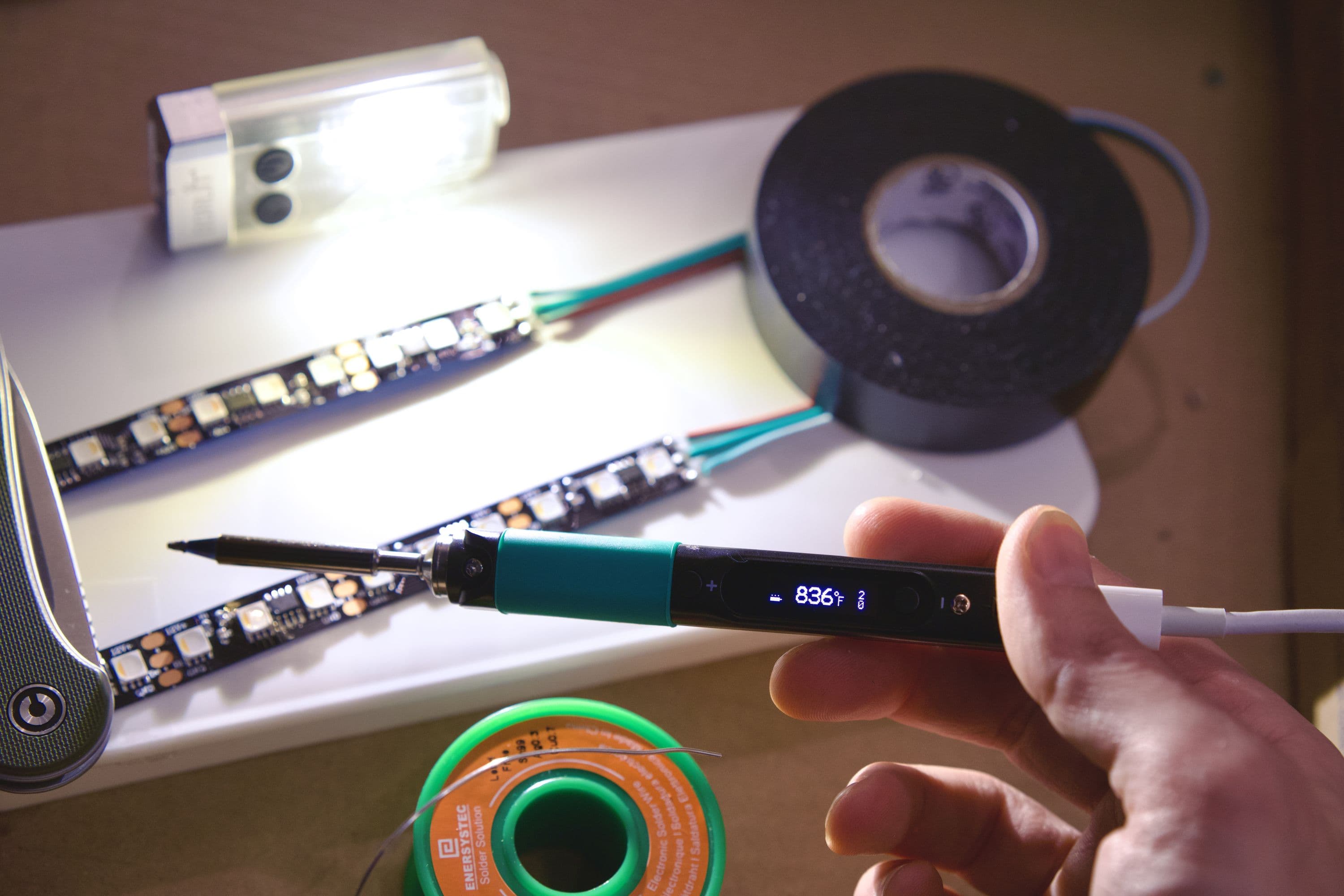 Soldering the LED strips together