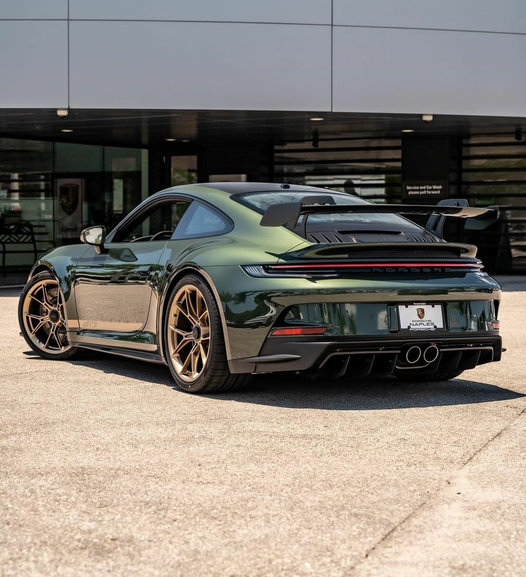 992 Porsche GT3 in Oak Green with gold wheels