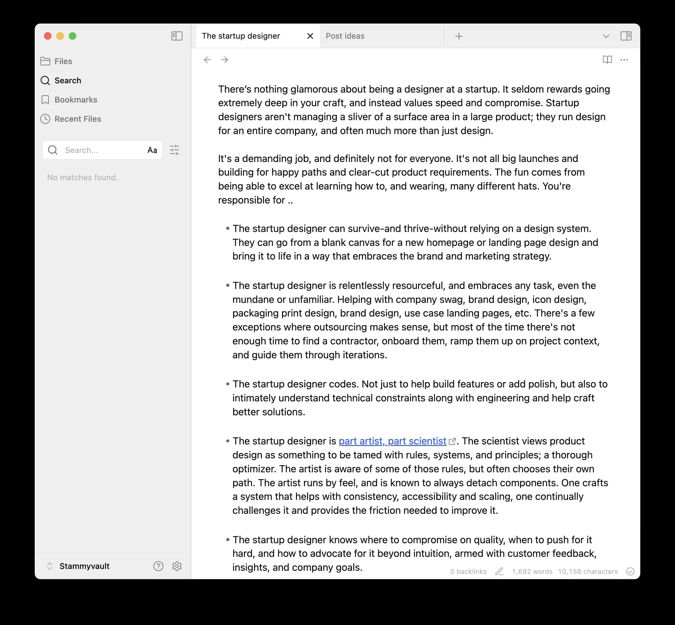 Obsidian Notes app on Mac