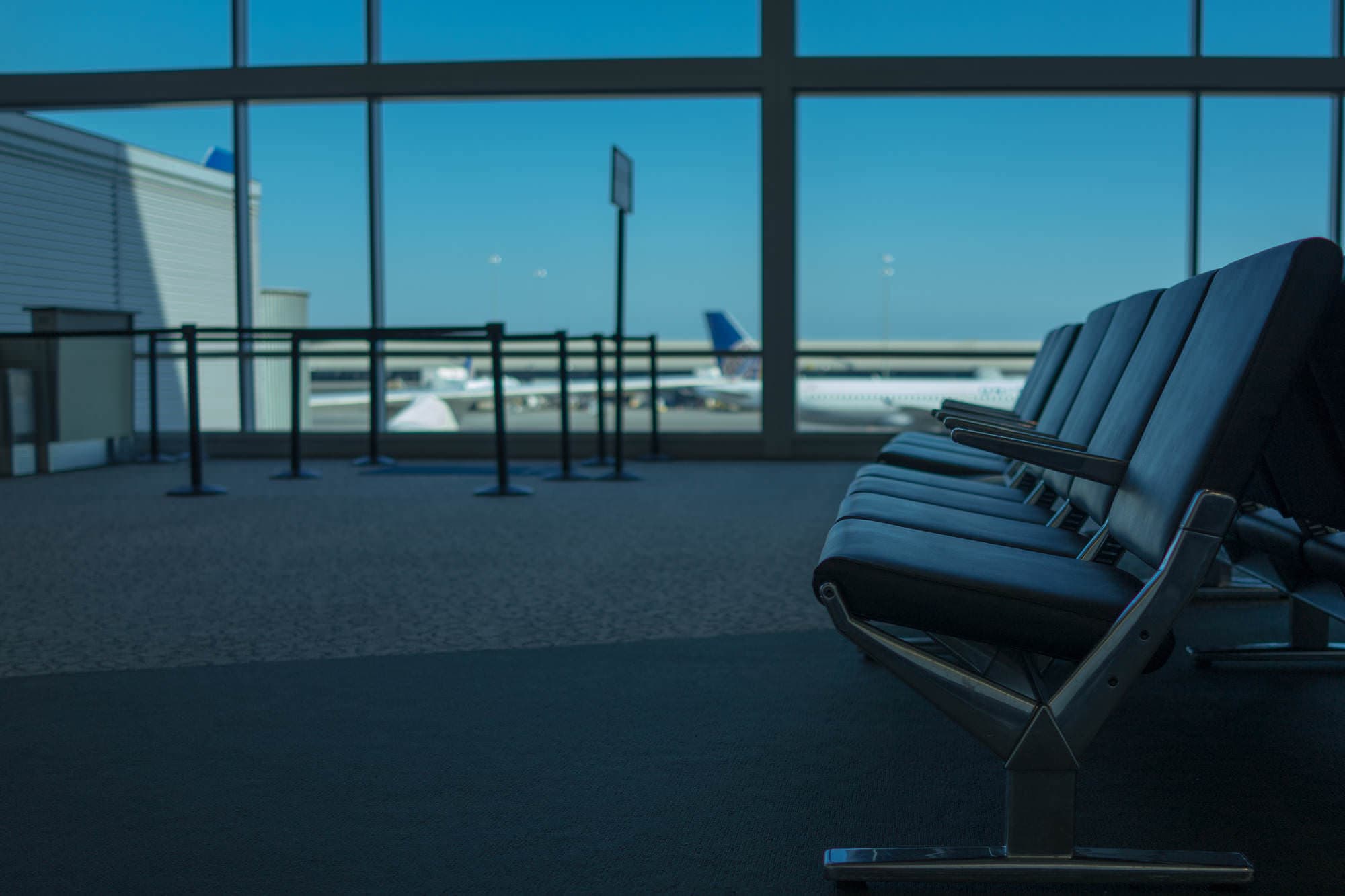 Waiting to begin boarding at SFO