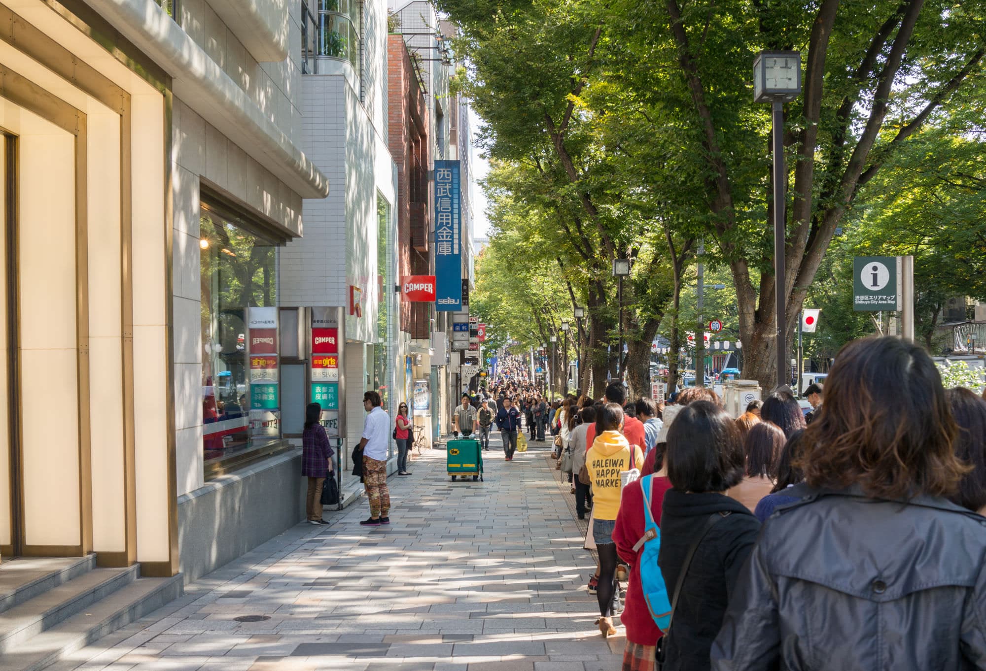 This long line is for a popcorn shop.