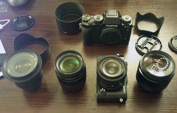 Fuji X-T1 and Sony RX1R cameras
