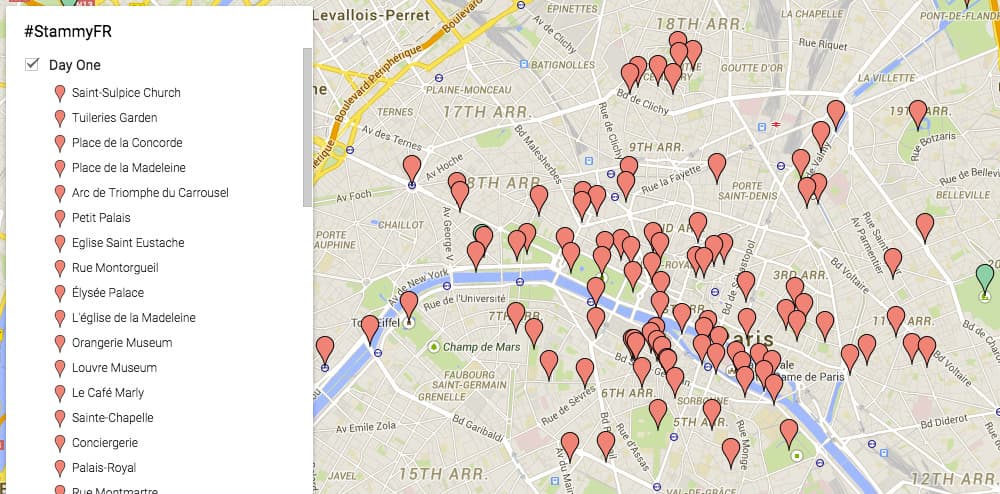 Paris trip planning map