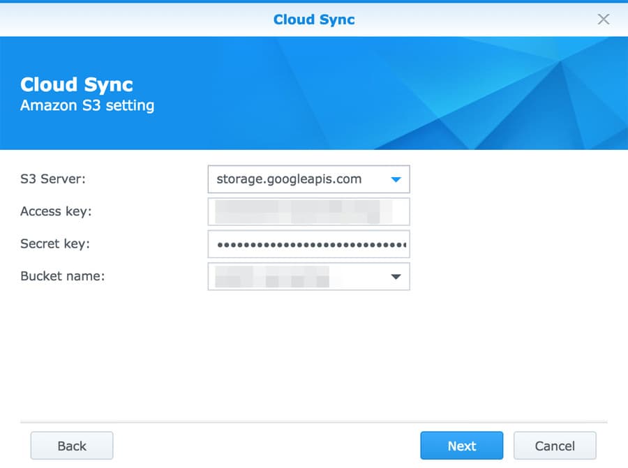 Synology CloudSync - adding Nearline