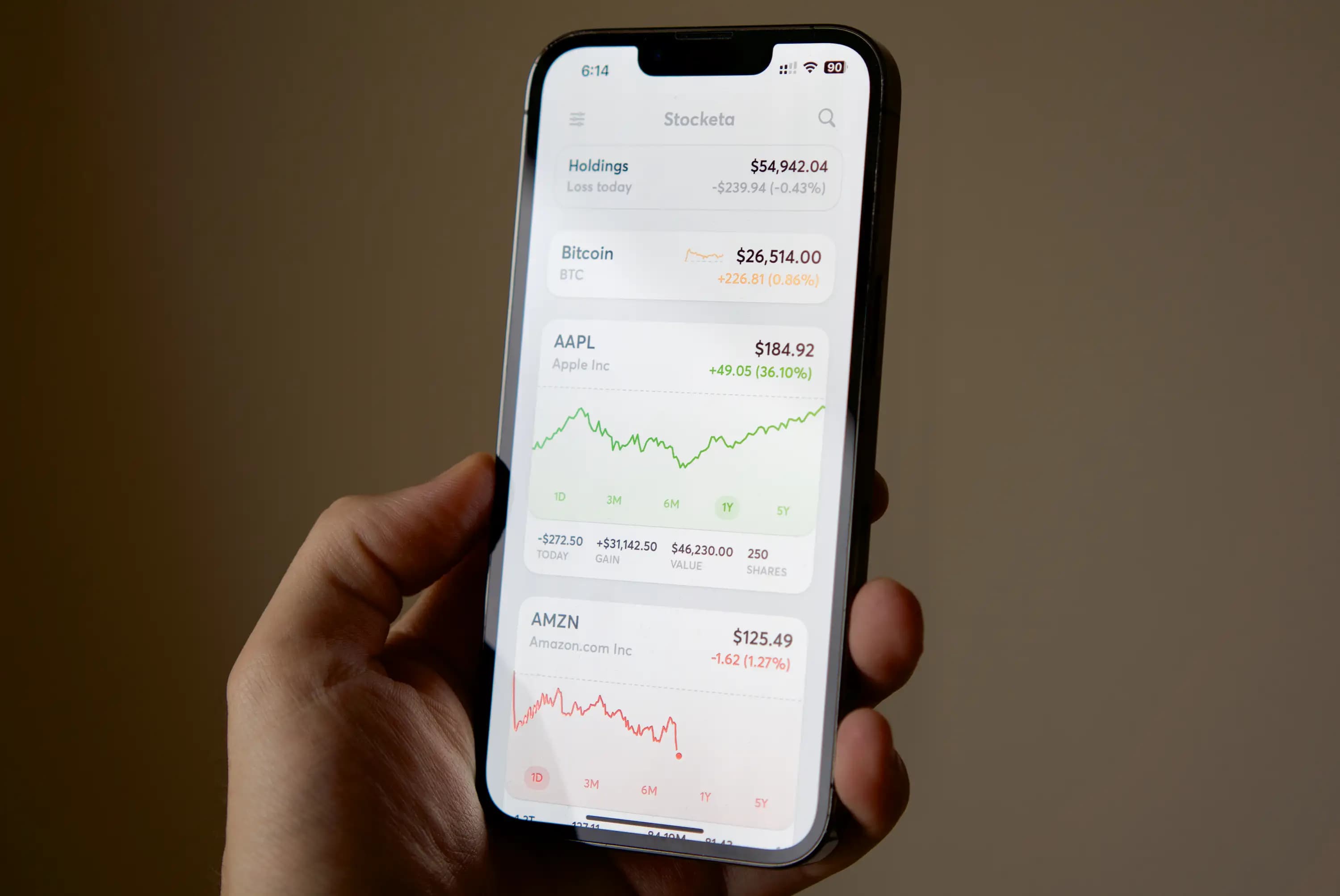 Stocketa running on an iPhone